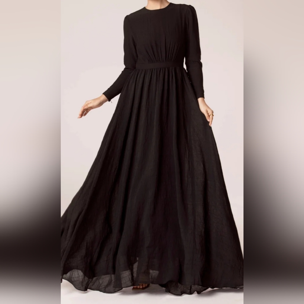 Lana Textured A Line Maxi Dress - Black